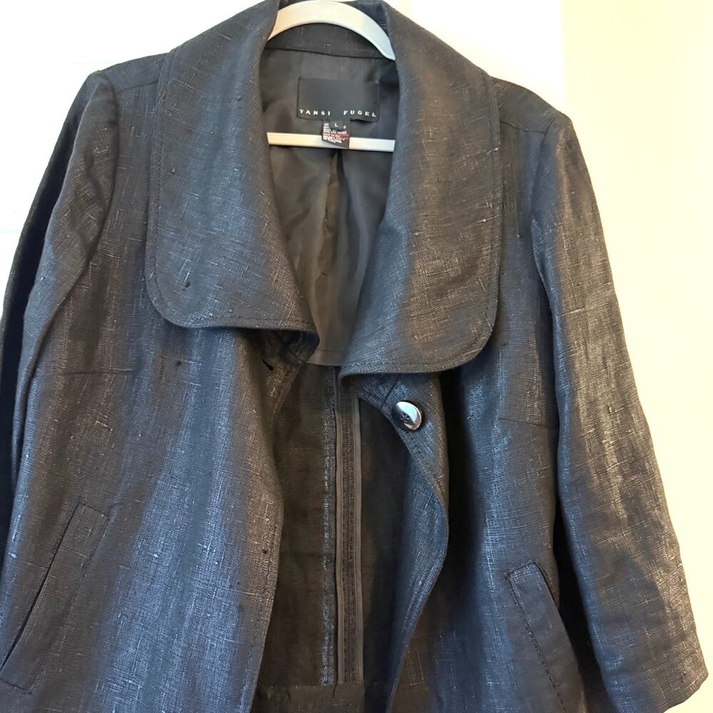 Elegant Jacket Women Black Yansi Fugel Black Size L - 100% Linen